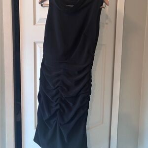 Taylor Black Ruched Sheath Midi Dress‎